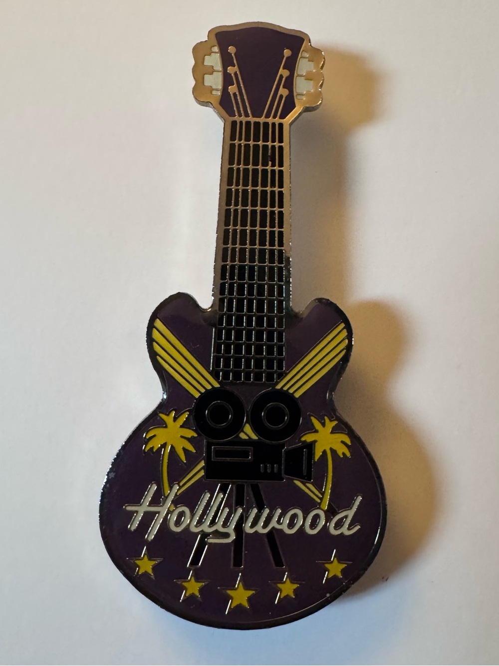 Hollywood Guitar Wall Magnet in Purple and Gold